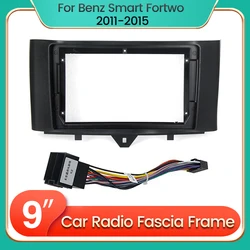 9'' Fascia for BENZ Smart Fortwo 2011 2012 2013 2014 2015 2 Din Car Radio Frame Dash Fitting Panel Kit Adapter Audio Power Cable