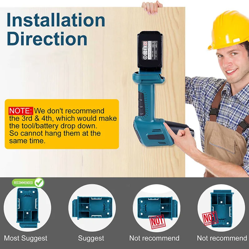 Battery Holder Power Tool Mount Holder 2-in-1 Stand For Makita 18V Battery For Bosch 18V Battery Tool Storage Rack Bracket