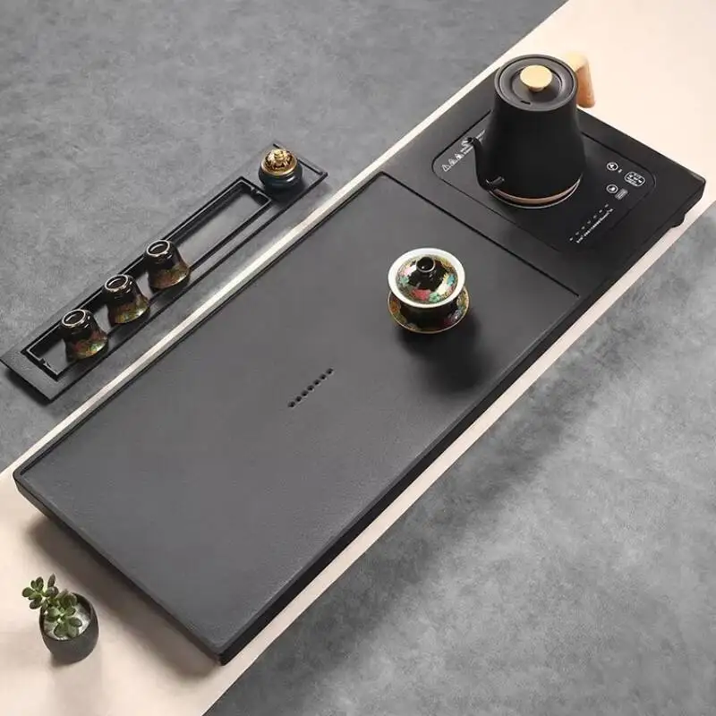 Rectangle Living Room Tea Tray Magnetic Ceremony Table Long Stone Coasters Drainage Tea Tray Nordic Black Bandejas Home Products