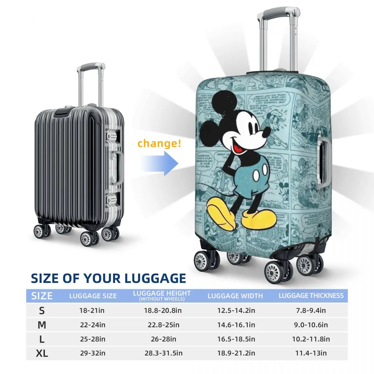 Защитный чехол для багажа с Микки Маусом на заказ, забавный мультяшный аниме, дорожный чемодан, защитный чехол для 18-32 дюймов