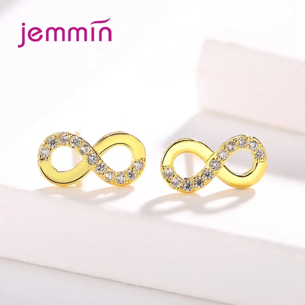 Charm 925 Silver  Simple Bowknot Infinity Earrings for Women Fashion Wedding Jewelry Bowtie CZ Zircon Brincos Mujer