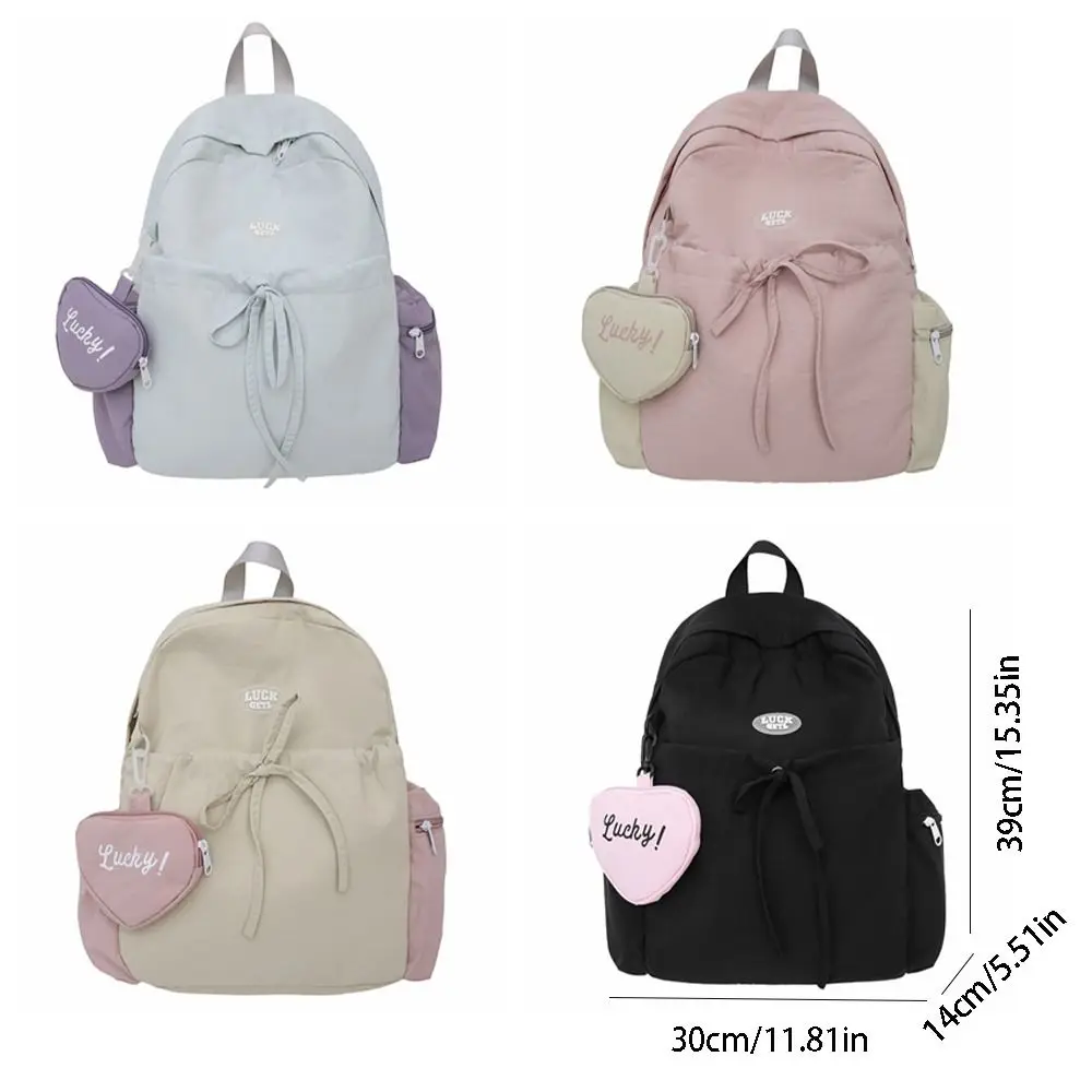 Lightweight Nylon School Backpack Trendy Cute Schoolbag Waterproof Large Capacity Shoulder Bag Commuting