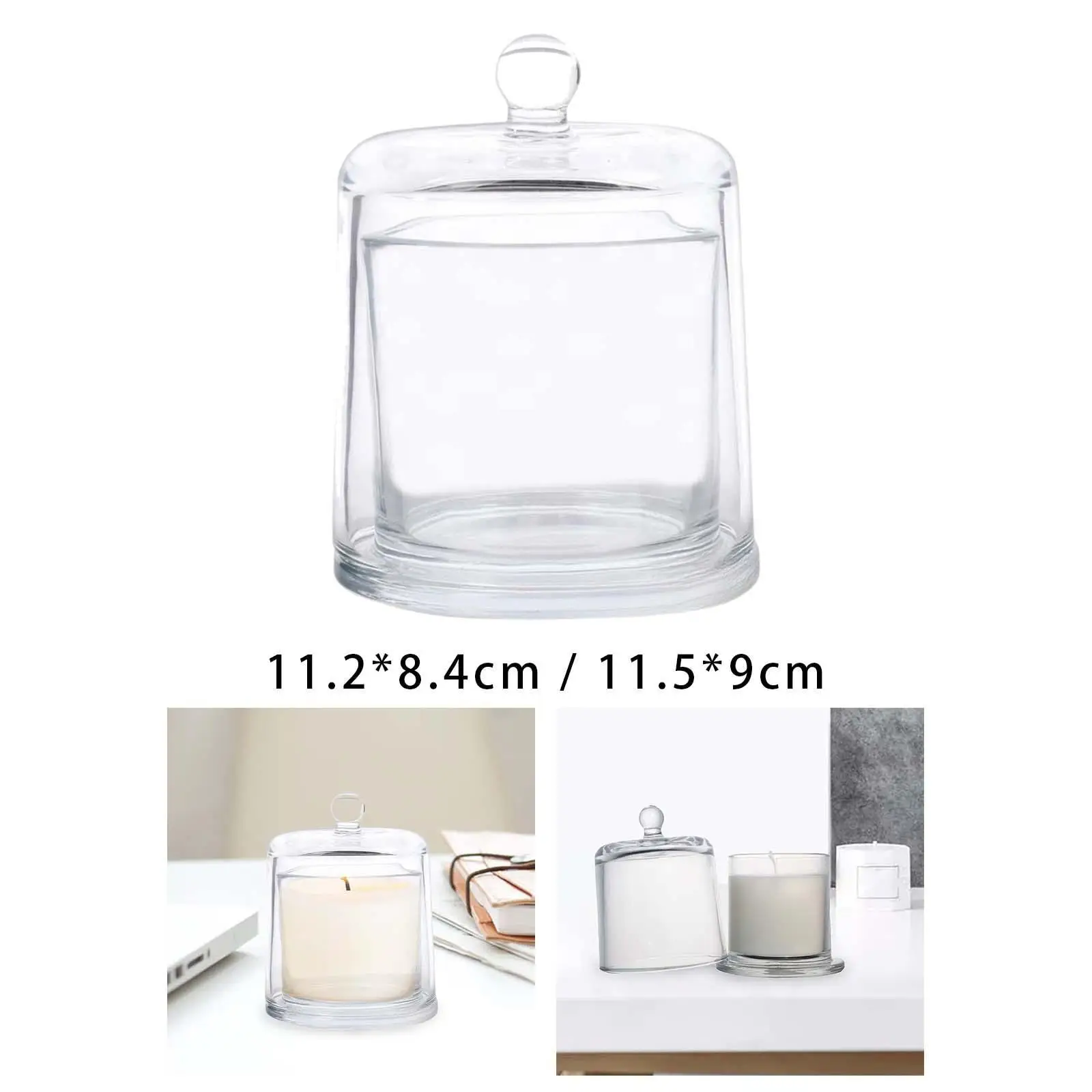 Bell Jar Candle Holder Wedding Table Decoration with Top Handle Cloche Glass Dome for Candy Dessert Plants Cake Aroma Stones