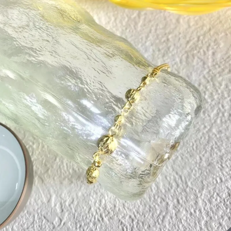 Pulseira, clássico versátil personalidade moda transferência grânulo corrente de ouro amarelo feminino ins não desbota 2023