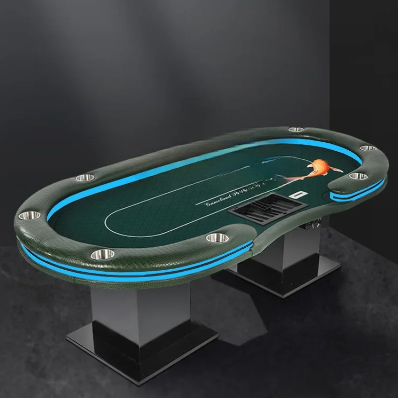 Tavolo da Poker koi verde scuro con ricarica USB luci a doppio LED anteriori e posteriori