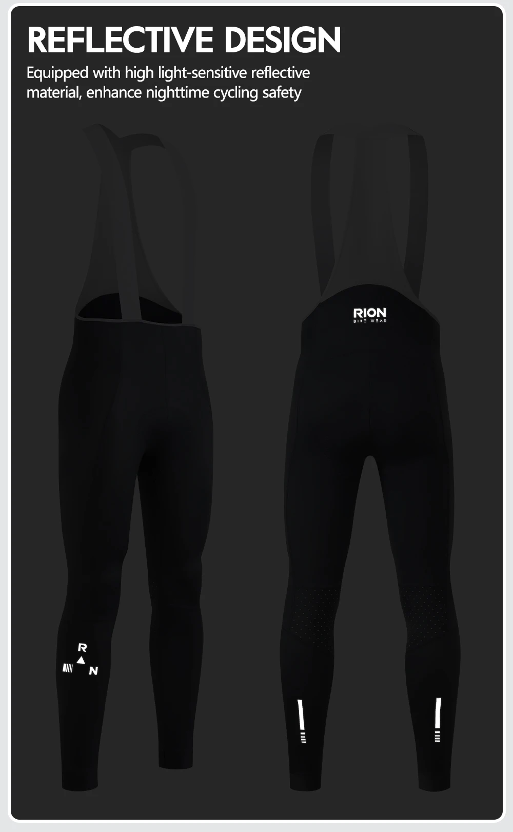 RION Herren Radsport-Trägerhose Fahrradhose MTB-Tights Rennrad-Trägerhose Winddicht Italienische Dolomiti-Polster Herbstbekleidung 6 8H – Detail 8