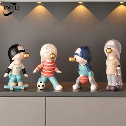 Nordic Bubble Blowing Statue for Boys, Basketball, Football, Skateboarding, Children's Decoration Crafts, Sculpture Gifts