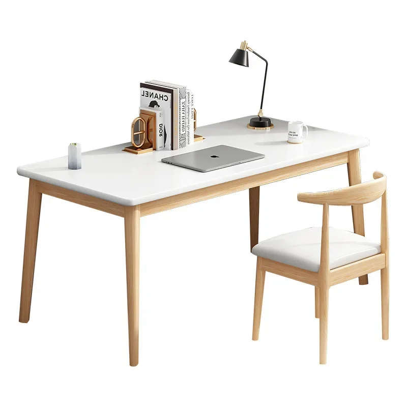 

Wooden leg desk simple home bedroom student writing desk office table and chair combination
