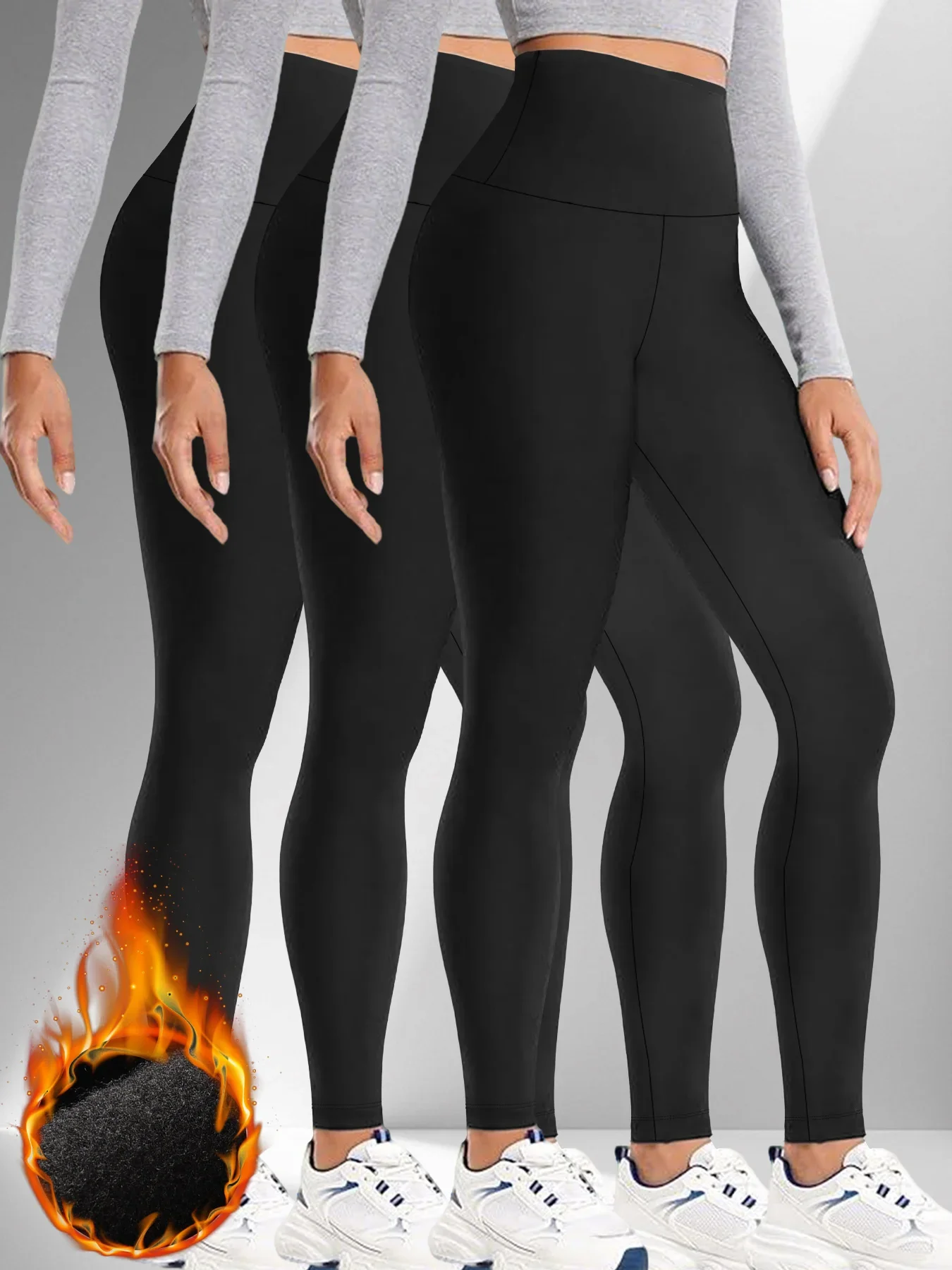3 Pack Womens Thermal Fleece Lined High Waisted Leggings. Workout Winter Warm Thick Tights Soft Yoga Pants