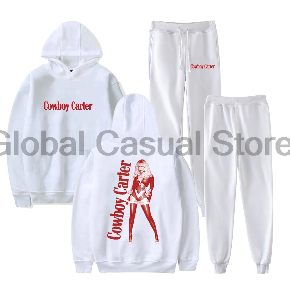 Beyonce Cowboy Carter Album Pullover Hoodie Jogger Pants Two Piece Set Sweatshirts+Sweatpants Men Women's Sets