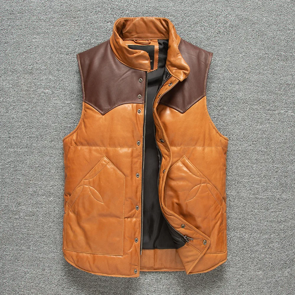 2022 Autumn Winter Chic Men/Women's High Quality Sheepskin Genuine Leather Warmth Vest Waistcoat F016