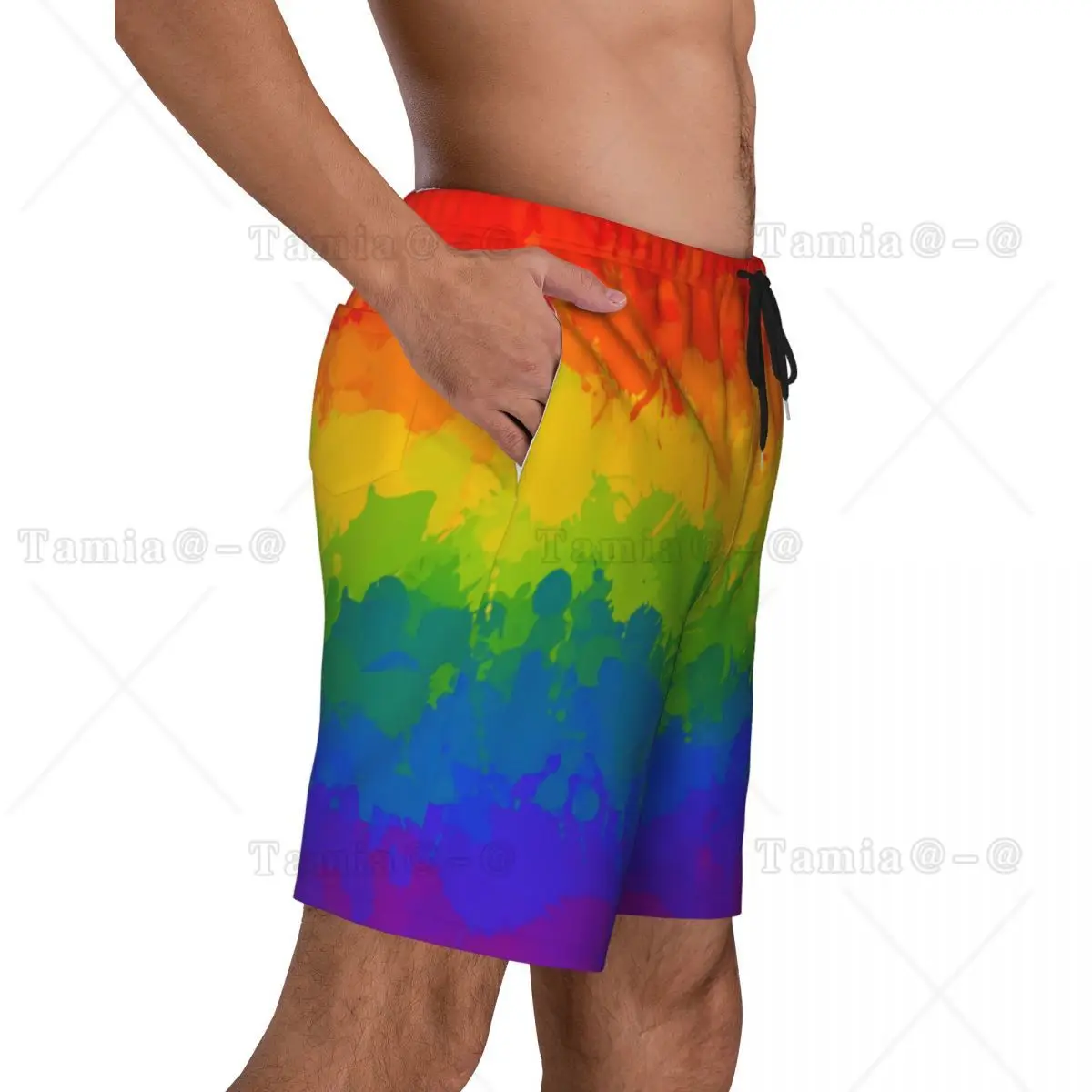 LGBT Rainbow Pride Mens Swim Trunks Beachwear Quick Dry Beach Board Shorts Gay Lesbian Swimming Boardshorts