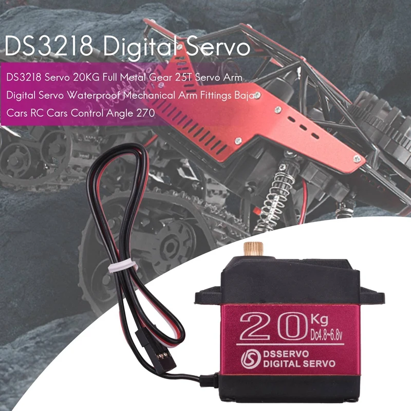 DS3218 Serwo 20KG Full Metal Gear 25T Servo Arm Digital Servo Wodoodporne mechaniczne złącza ramienia Baja Cars RC Cars Angle sterowania