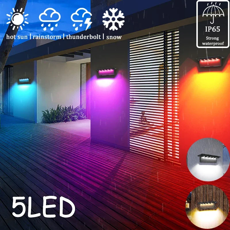 

6PCS Solar Deck Lights Outdoor Stairs Fence Yard Patio Step Lamp Waterproof Led RGB Garden Terrace Guardrail Pathway Solar Light