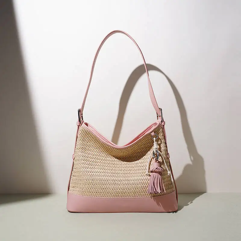 

Versatile backpack Crossbody Bag High-End Niche Bucket Women Large Capacity New Summer Seaside Vacation Woven Shoulder Bag