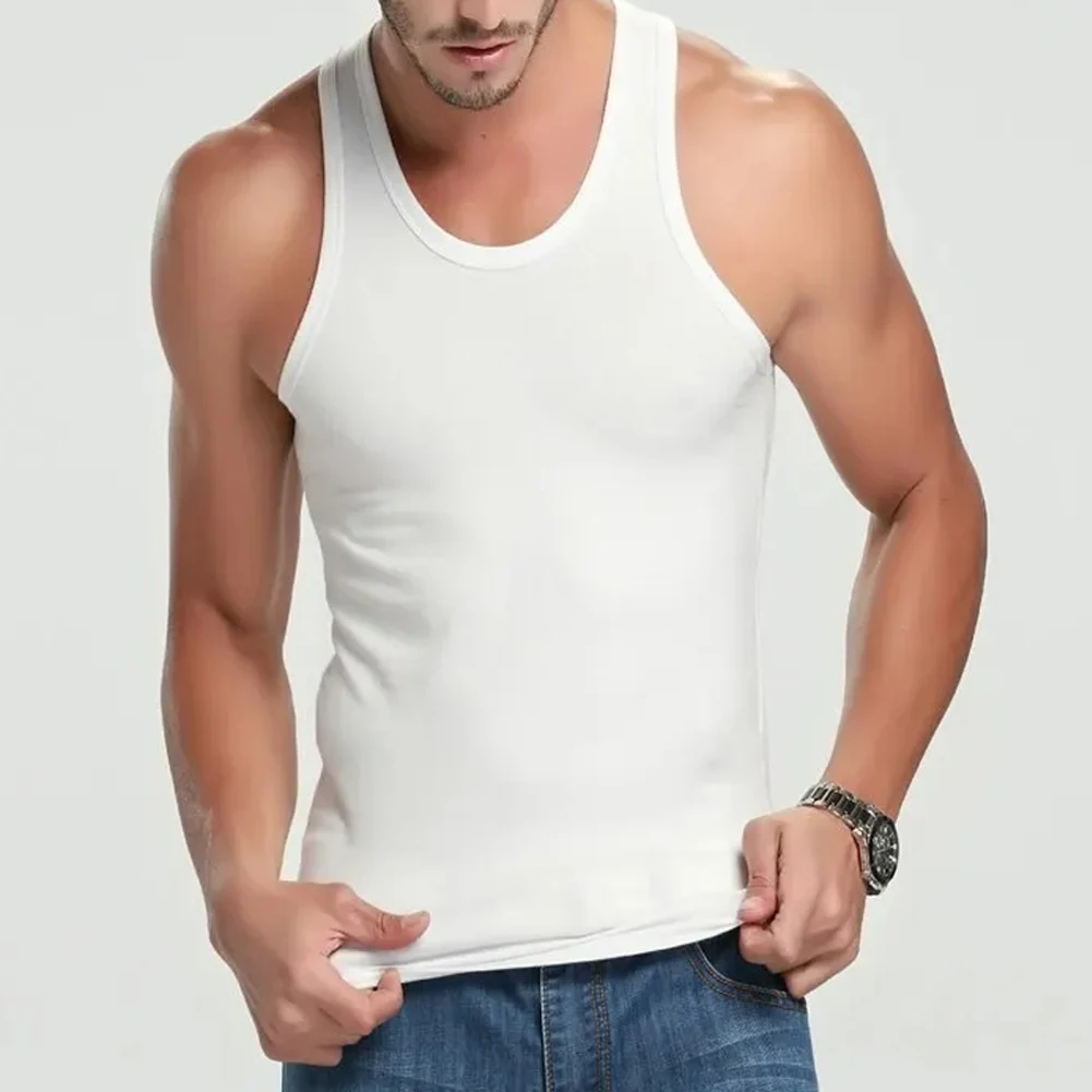 T-Shirt Vest Men Polyester Sleeveless Summer T-Shirt Tank Top Undershir Underwear Vest Black Stylish Brand New