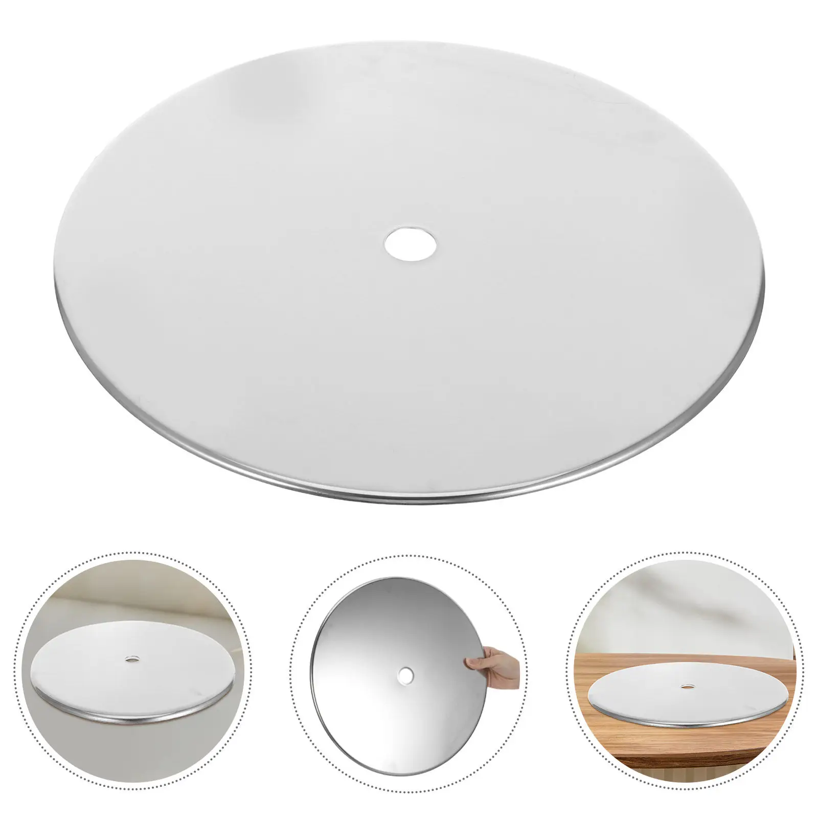 Stainless Steel Induction Stove Top Cover 36.4cm Sinking Ring Lid for Hot Pot Tables Heat Diffuser Plate Cooktop Protector Round
