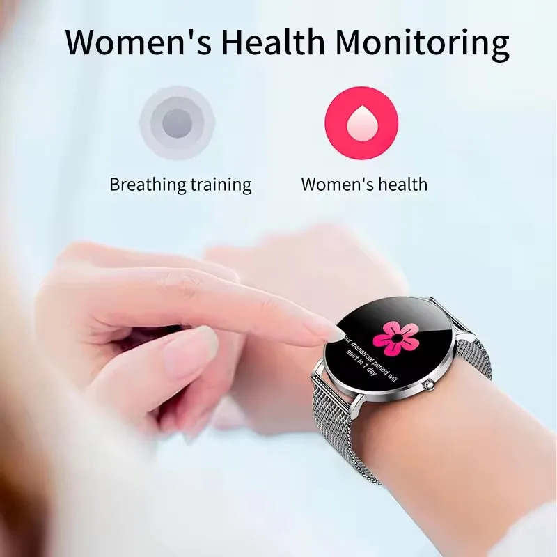 LIGE New Ultra Thin Smart Watch Women 1.36" AMOLED 360*360 HD Pixel Display Always Show Time Call Reminder Smartwatch Ladies+Box