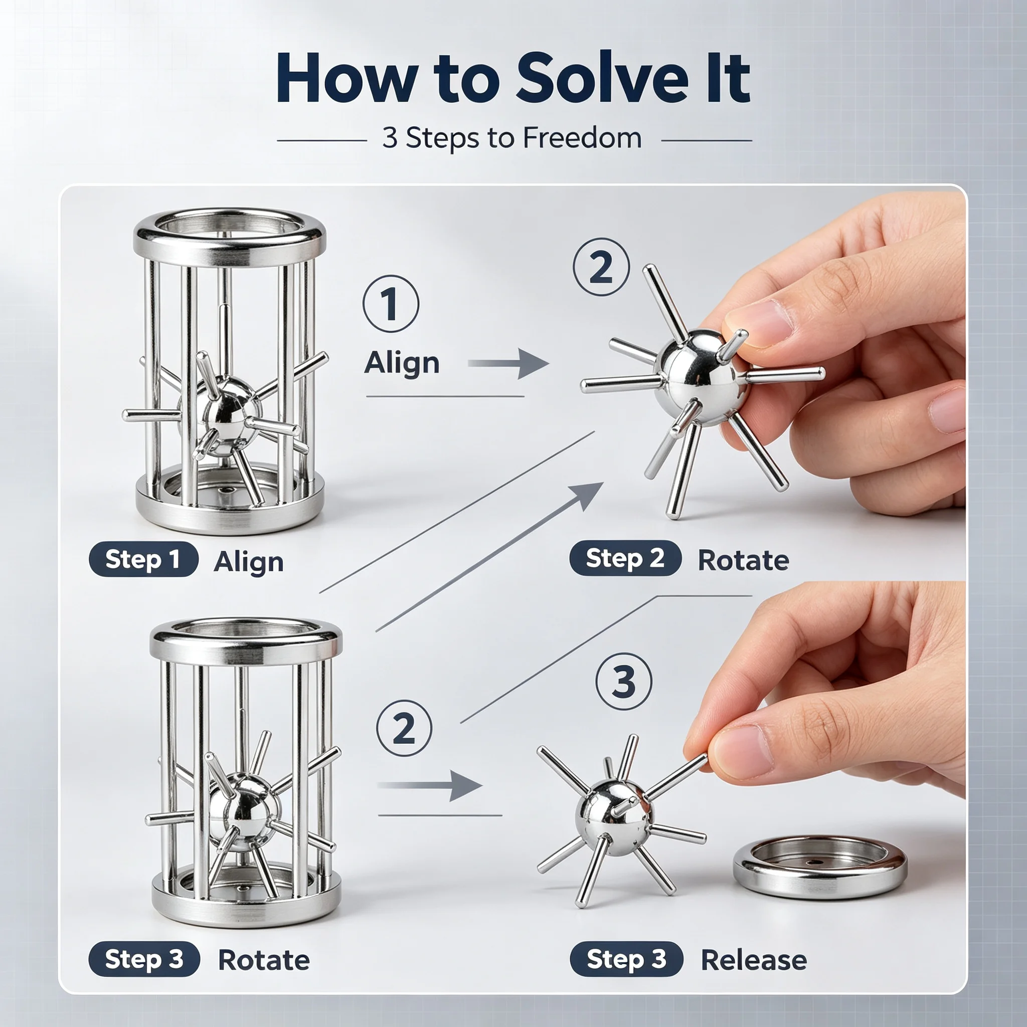 Zinc Alloy Puzzle Unlocking Toy: Cage-In-A-Cage Intelligence Puzzle, Metal Kongming Lock for Brain Teaser and Stress Relief