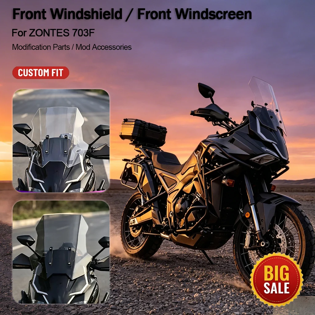 Motorrad Neue erhöhte gerade vordere Windschutzscheibe Windabweiser Mod-Teile für ZONTES 703F
