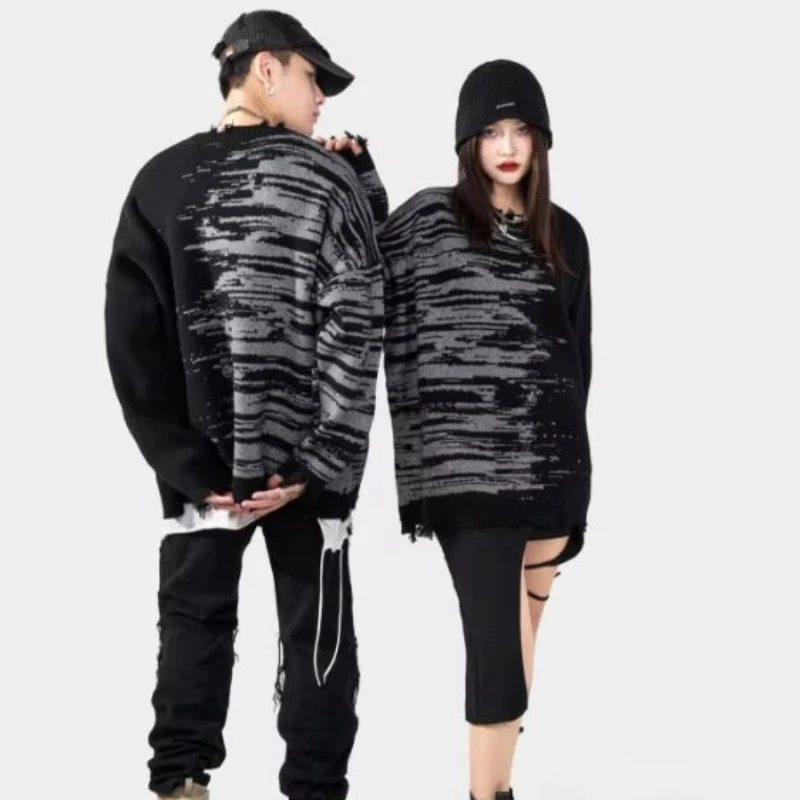 Couple Sweaters Women Autumn Hip Hop All-match Minimalist Pullovers Japanese Style High Street Spicy Girls Ladies Knitwear Daily