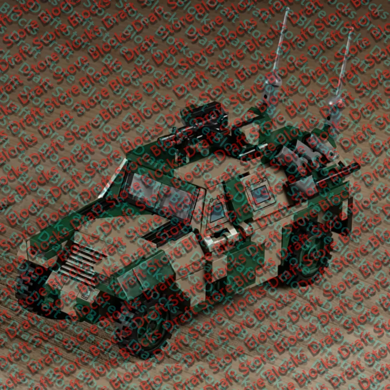 Armored Reconnaissance Vehicle Model MOC Building Bricks War Equipment Modular Technology Assemble Gifts Holiday Display QWERT