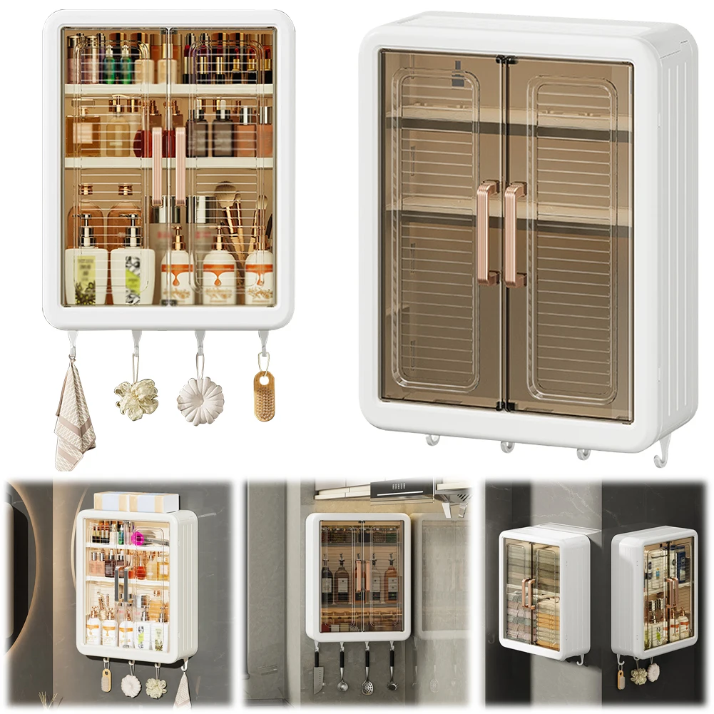 رف تنظيم التوابل، خزانة تخزين البهارات متعددة الوظائف، منظم حمام متعدد الطبقات مع خطافات، ملحقات المطبخ #1