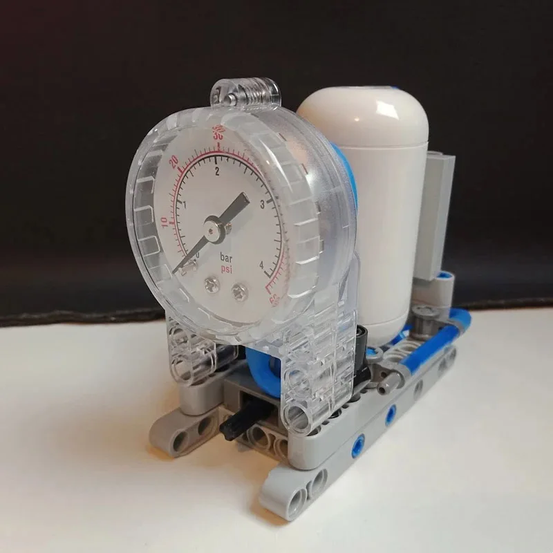 Techncial Pneumatics Pressure Gauge Cylinder & Valve Building Blocks Model Matched with 64065 75974 Airtank Manometer MOC Parts