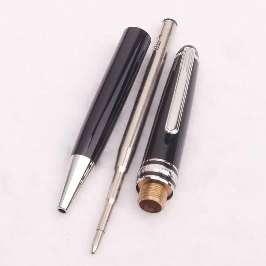High Quality MB 163 145 149 Msk Ballpoint Pen Luxury Black Resin Rollerball Fountain Pens Platinum Coated Inlay Serial Number