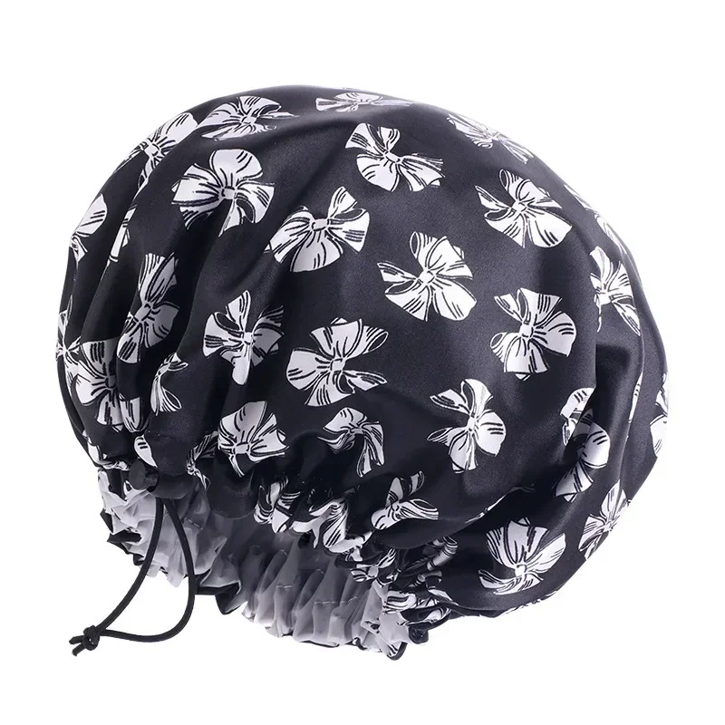 جديد قابل للتعديل طبقة مزدوجة مقاوم للماء الأغطية المطبخ ماكياج مكافحة النفط الدخان هود الشامبو حمام سماكة غطاء النوم قبعة الاستحمام #6