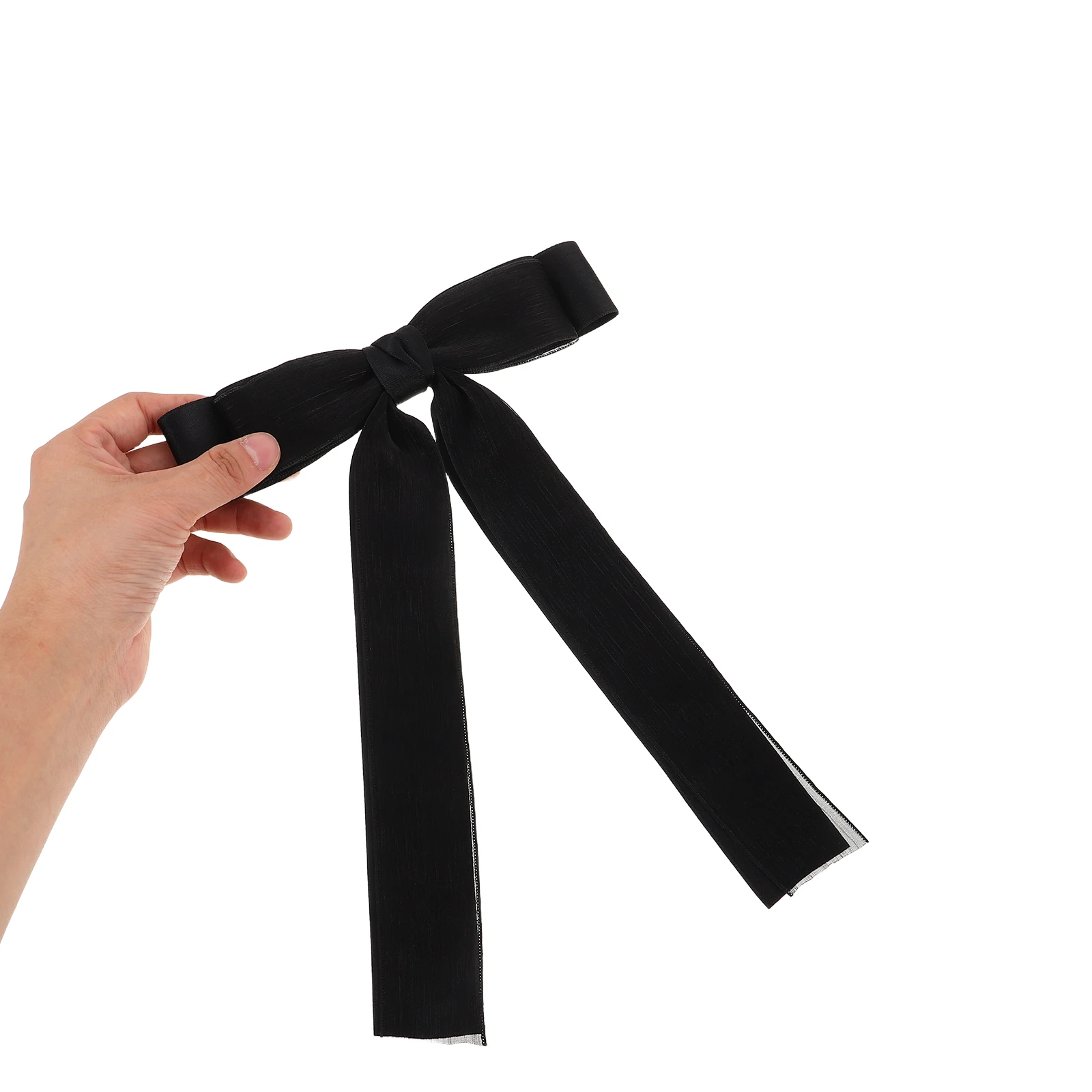 

2pcs Lightweight Chiffon Mesh Ribbon Barrettes Secure Hold Large Bowknot Accessories For Women Girls Teens Black Ponytail Ribbon