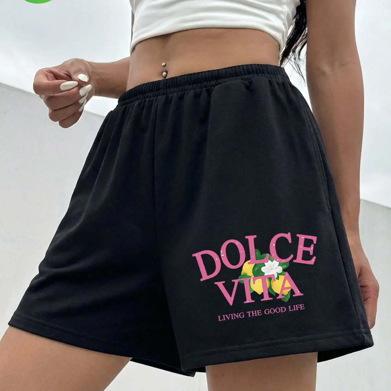 2026 New Summer Lemon Print High-Waist Casual Wide-Leg Shorts for Women  Loose Fit Suitable for Fitness and Home Wear