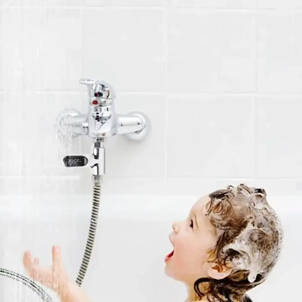 LED Display Hot Tub Temperature Meter Hot Tub Self-powered Shower Faucets Thermometer 0-100℃ ABS Bathing Temperature Meter