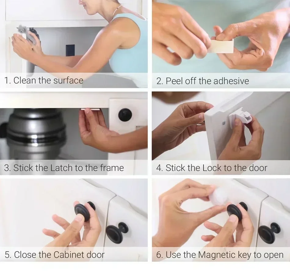 1-5PCS Magnetic Child Safety Lock, Limiter Kids No Drilling Drawer Lock Fridge Lock Cabinet Lock for Home Baby Security