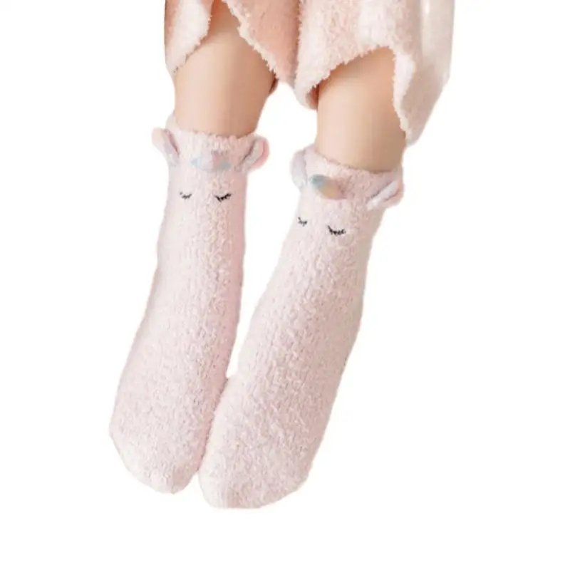 

U13F Soft Breathable Coral Fleece Socks Baby Ankle Socks Kids Boy Girl Unicorns Pattern Socks for Toddlers Children 1-12 Year