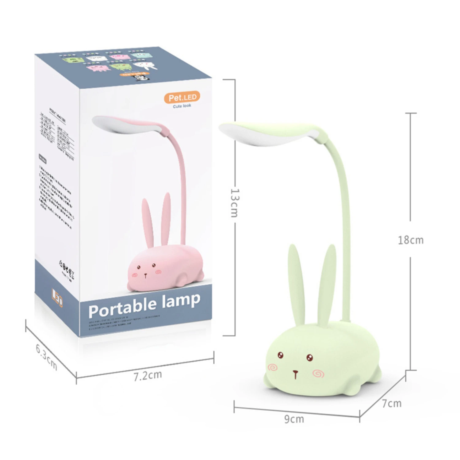 Portátil LED Desk Lamp para crianças, Mini desenhos animados, USB recarregável, proteção para os olhos e leitura, portátil LED Night Light, Ideal C, adorável, novo