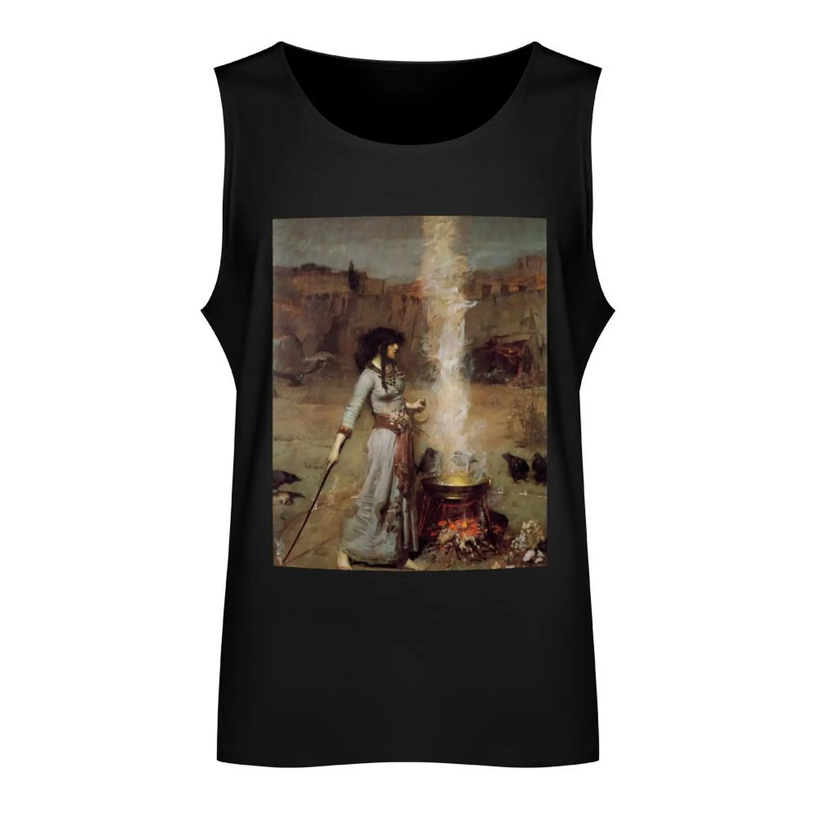 John William Waterhouse - The Magic Circle Tank Top Man summer clothes Sports clothing t-shirts for Men's gym