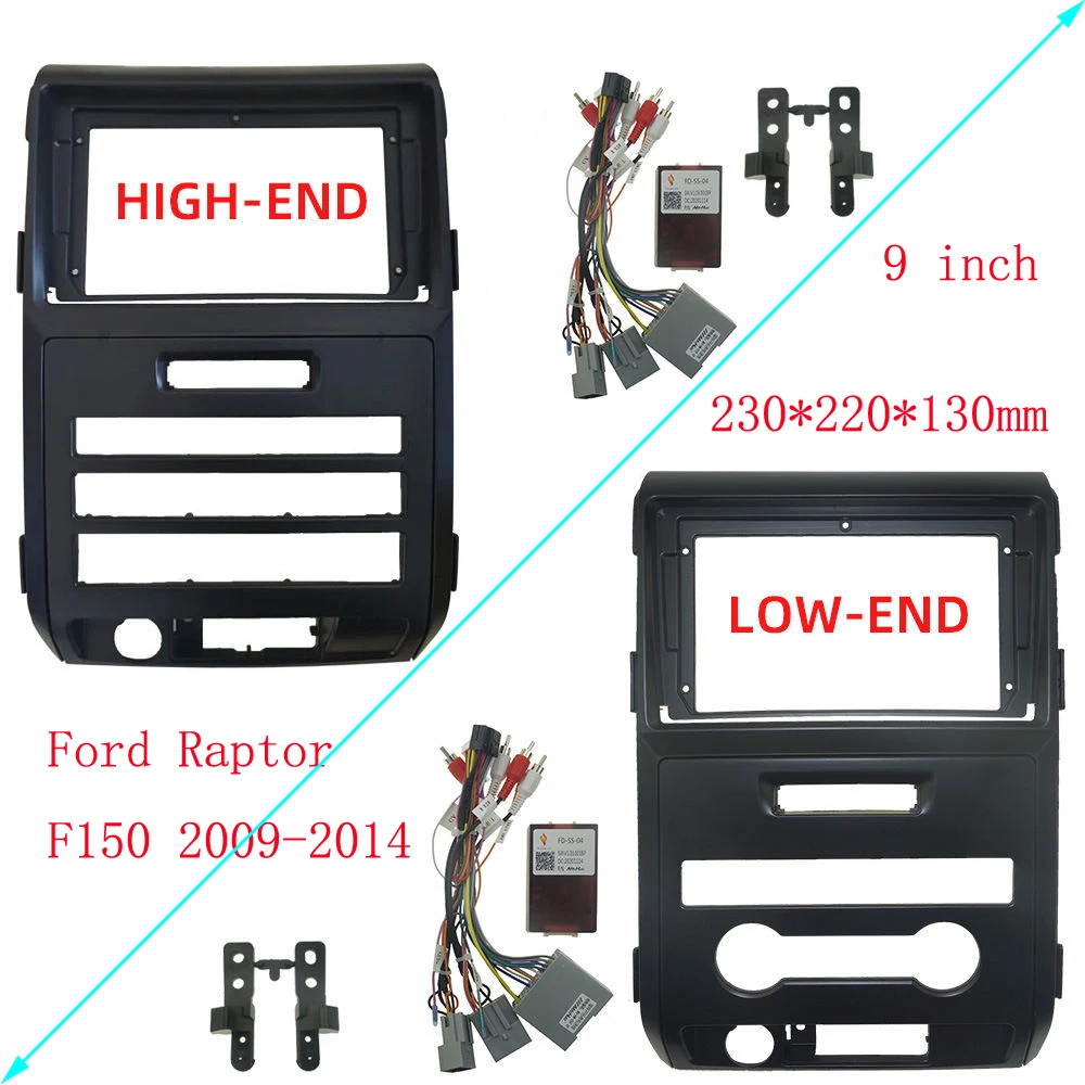 

For 2008-2014 FORD F150/ RAPTOR (9INCH, LHD,)Car Radio Fascias Android GPS MP5 Stereo Player 2 Din Head Unit Panel Dash Frame