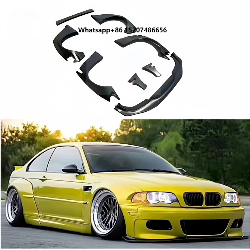 For  E46 Sedan 4-door Wide Body Kit New Condition Fiberglass Resin Front and Rear Bumpers Side Skirts Roof Spoiler Rear Diff