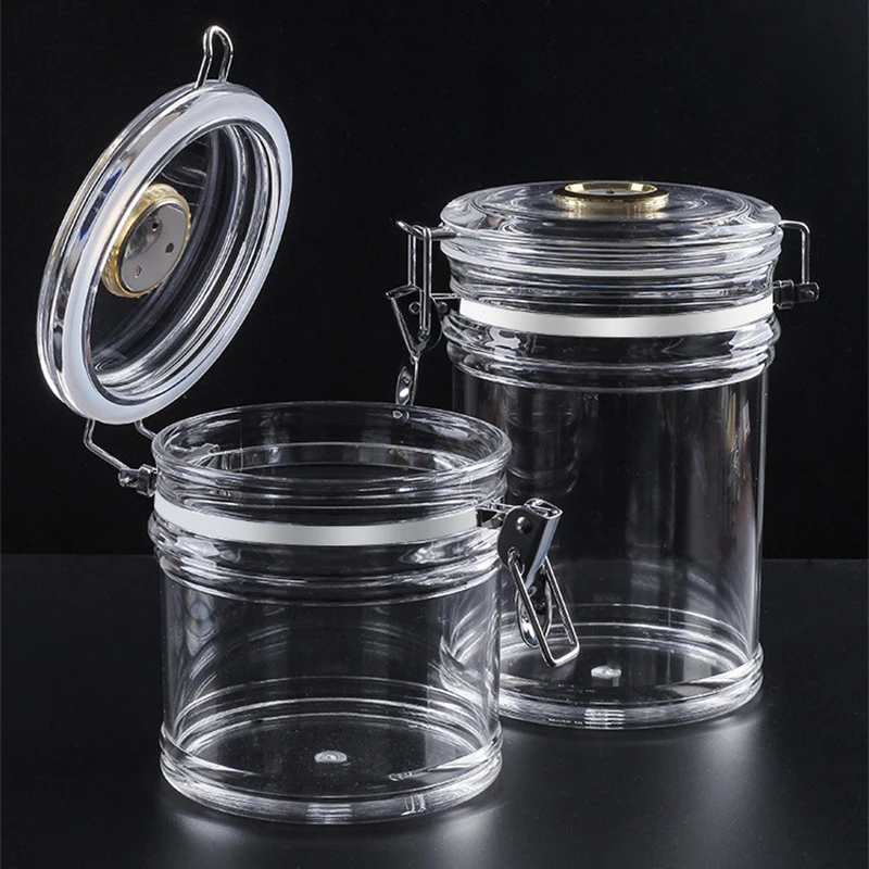 Acrylic Humidor Jar with Hygrometer and Humidifier, Portable Cigar Case, Transparent Cigarette Box for Cigars Tobacco