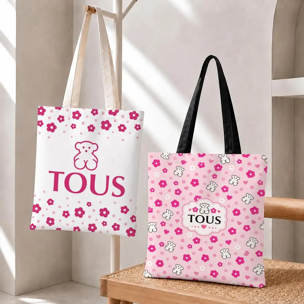 Brand Tous Storage Bags Storage Bags Foldable Canvas Tote Bag, Reusable Fashion Shopping Bag for Women