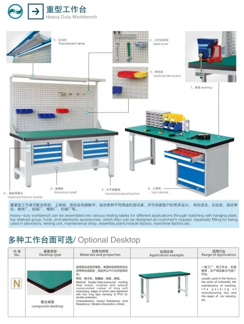 Super popular workshop workstation wooden workbench with tool cabinet