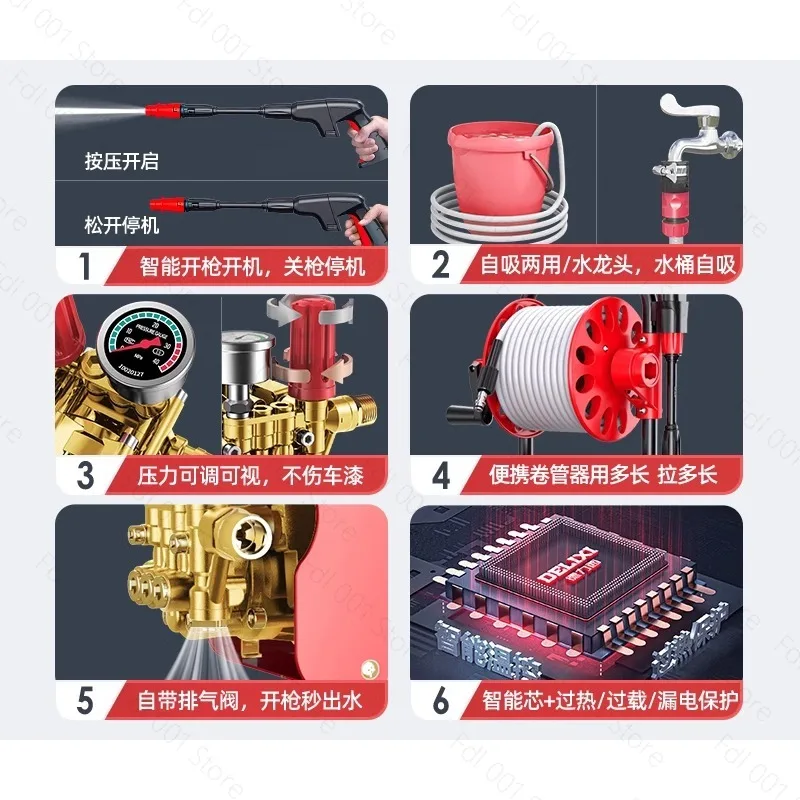 2000W High Pressure Washing Machine Adjustable Pressure High Pressure Washer Car Wash Tornado Foam Generator Water Gun 220V 3