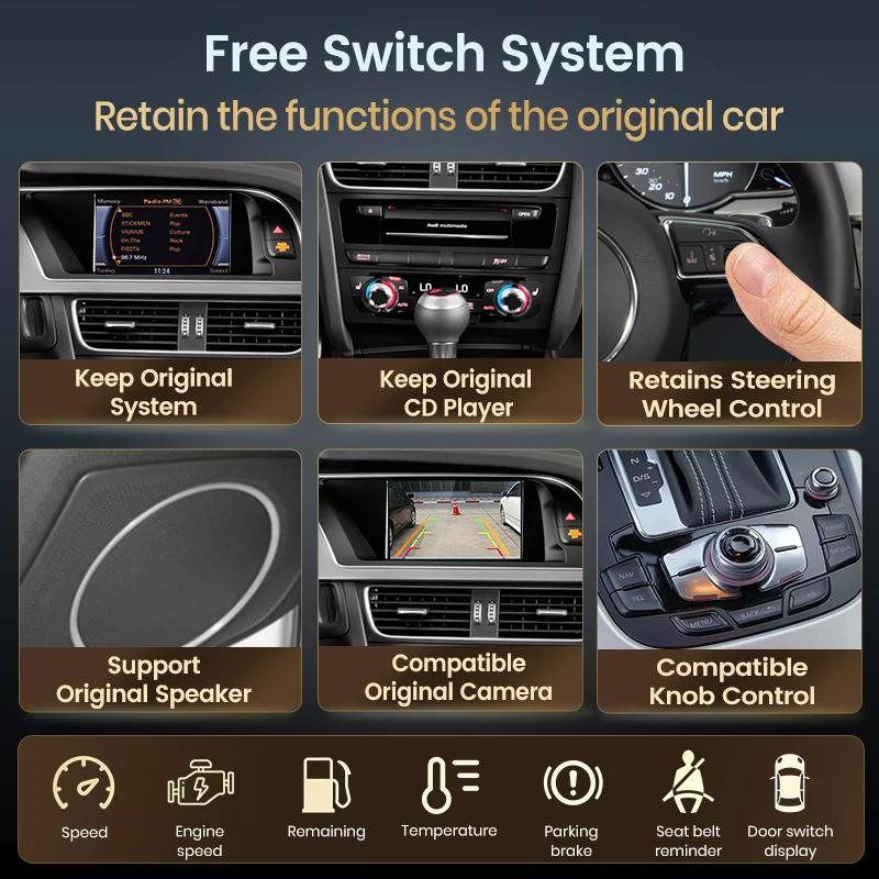 Wireless Carplay Android Auto Module Box for Audi A1 A4 A5 A6 A7 A8 Q3 Q5 Q7 2010-2018 RMC MMI 3G OEM Screen Mirror Link view 4