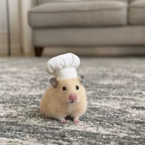 Funny Adjustable Hamster Chef Hat Breathable Comfortable Hamster Cosplay Hat Decorative Pet Costume Hat Birthday Party