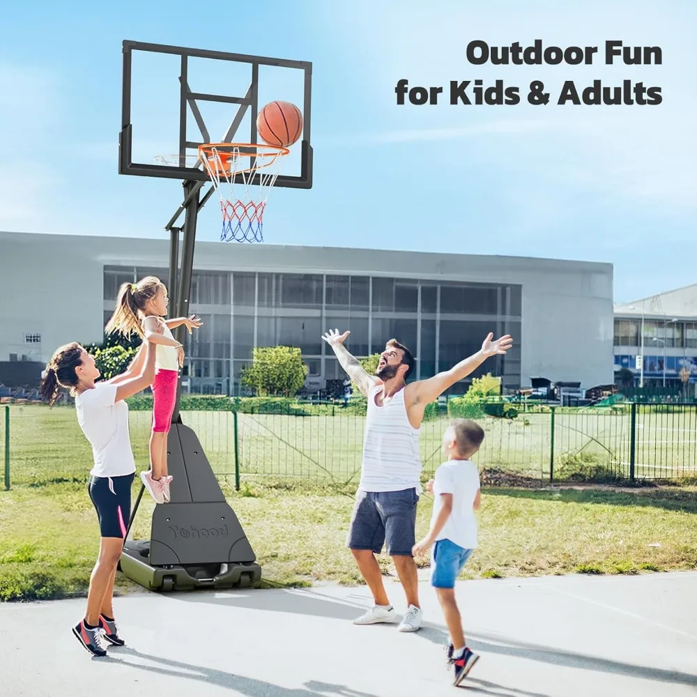Портативная система баскетбольных колец на открытом воздухе с планкой 44/48 дюймов и быстрой регулировкой высоты 10 футов для игр на дворе и заднем дворе