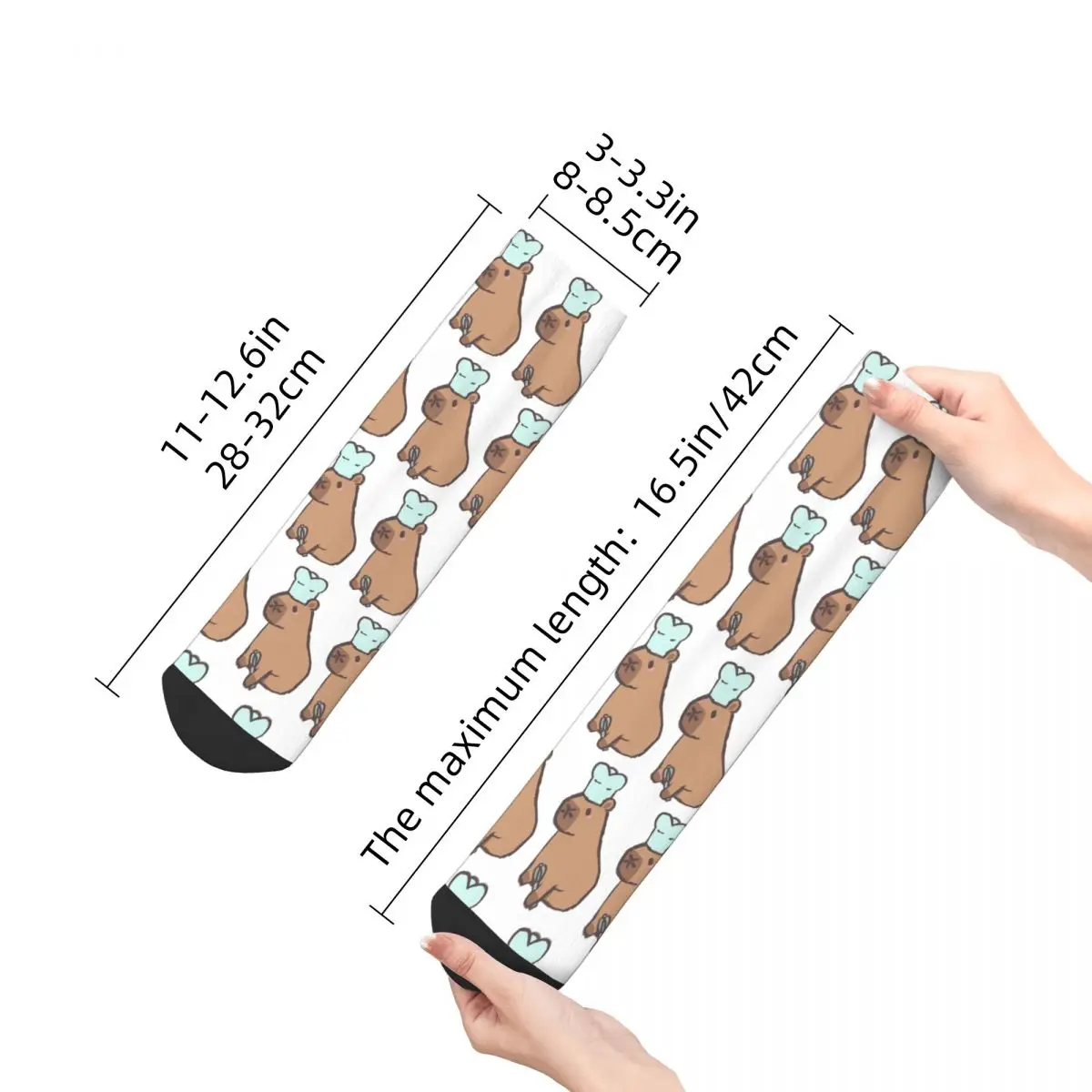Calcetines de Chef Capybara, medias absorbentes del sudor Harajuku, calcetines para todas las estaciones, accesorios para regalo de cumpleaños para hombre y mujer