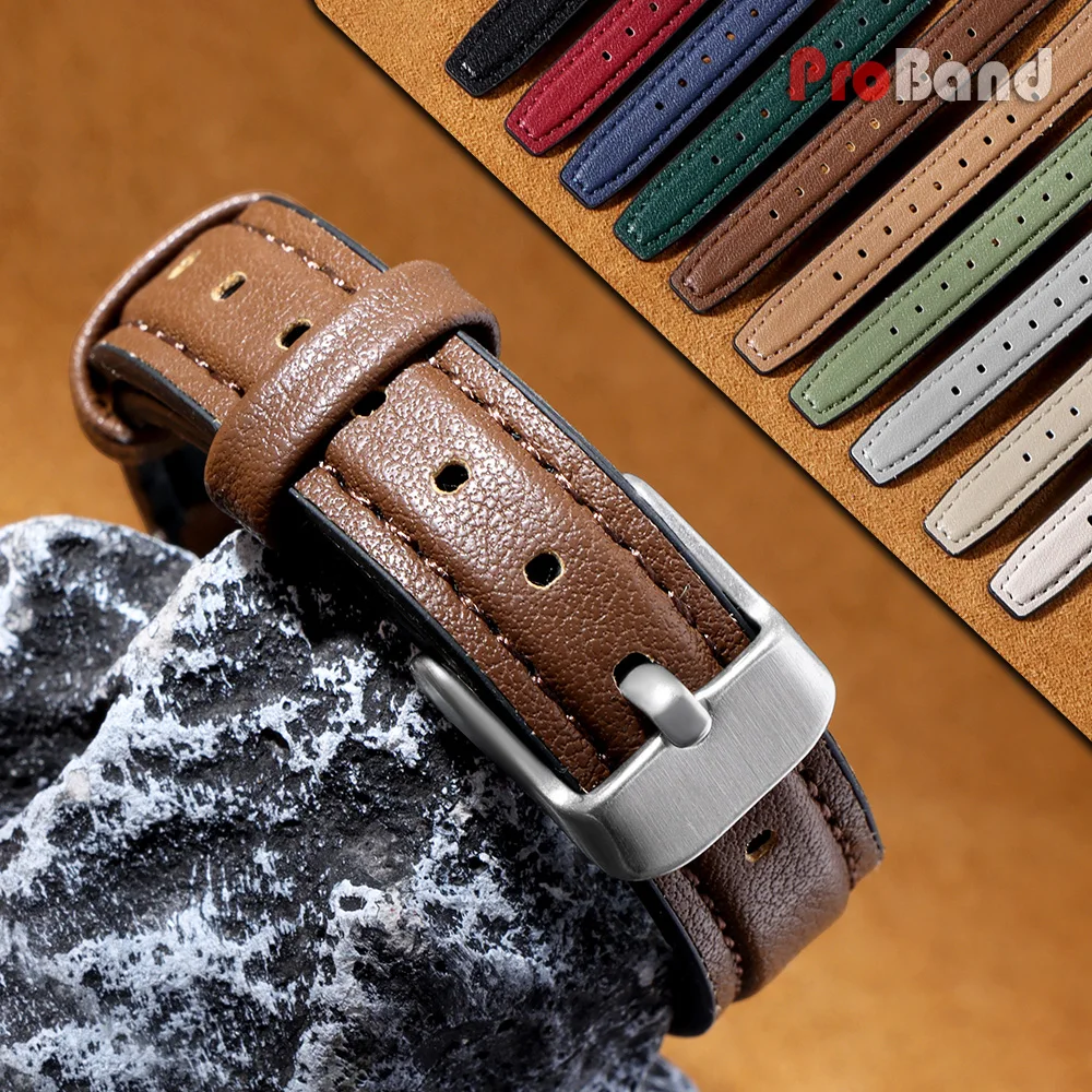 10/12/14/16mm Ultra-thin Leather Silicone Watch Band Soft White Red Watch Straps Universal Quick Release Belt Men Women Bracelet