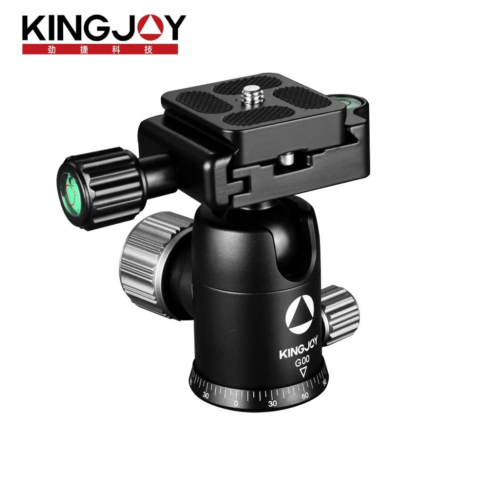 

KINGJOY Aluminum Tripod Ball Head 360° Rotate Panoramic with 1/4" Quick Release Plate and Level Bubble for Camera Tripod Monopod