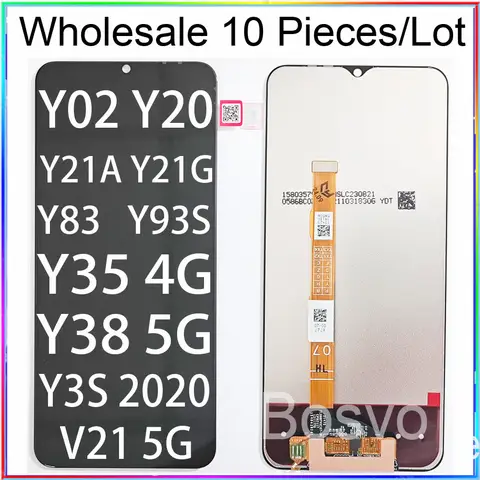 10 Pieces / Lot For Vivo Y02 Y20 Y21A Y21G Y74S Y81 Y81S Y83 Y93 Y93S Y35 4G Screen Display Y3S 2020 Lcd V21 V23 5G